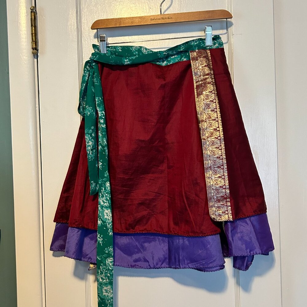Sari Reversible Wrap Skirt Mini-Length Size 2-12